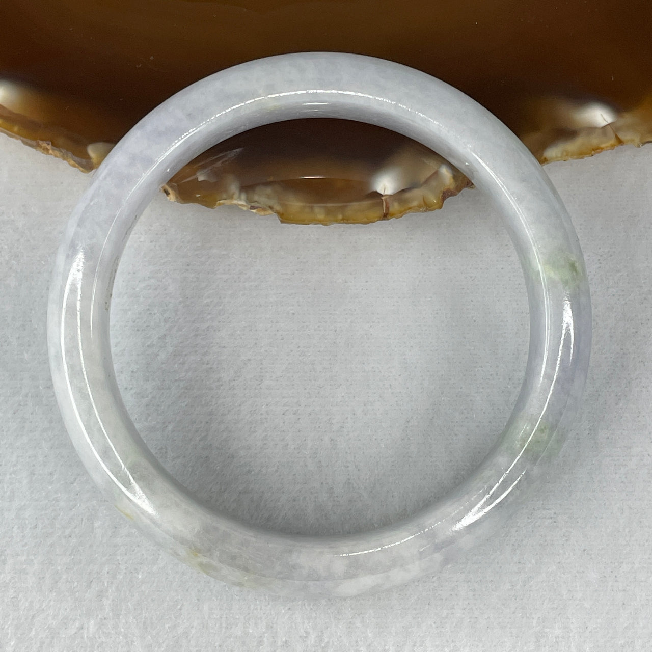 Certified Natural Type A Light Lavender with Green and Yellowish Patches Jadeite Bangle 59.74g Internal Diameter 58.5mm 15.0 by 8.7mm (External Line, External Rough)