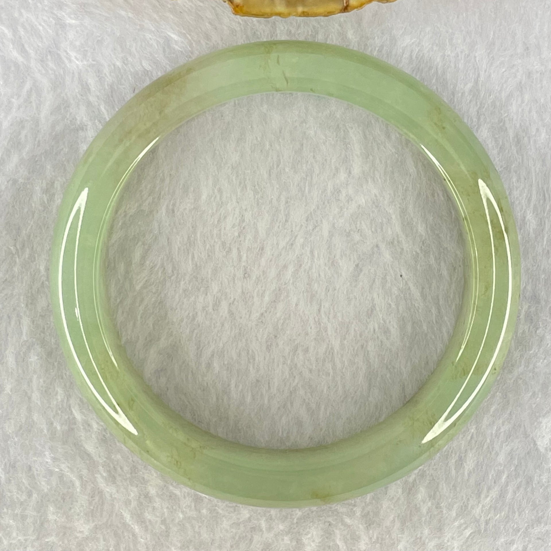 Type A Jelly Light Green and Brown Patches Jadeite Bangle Internal Diameter 54.2mm 49.77g 12.1 by 8.0mm (Slight Internal Lines) - Huangs Jadeite and Jewelry Pte Ltd