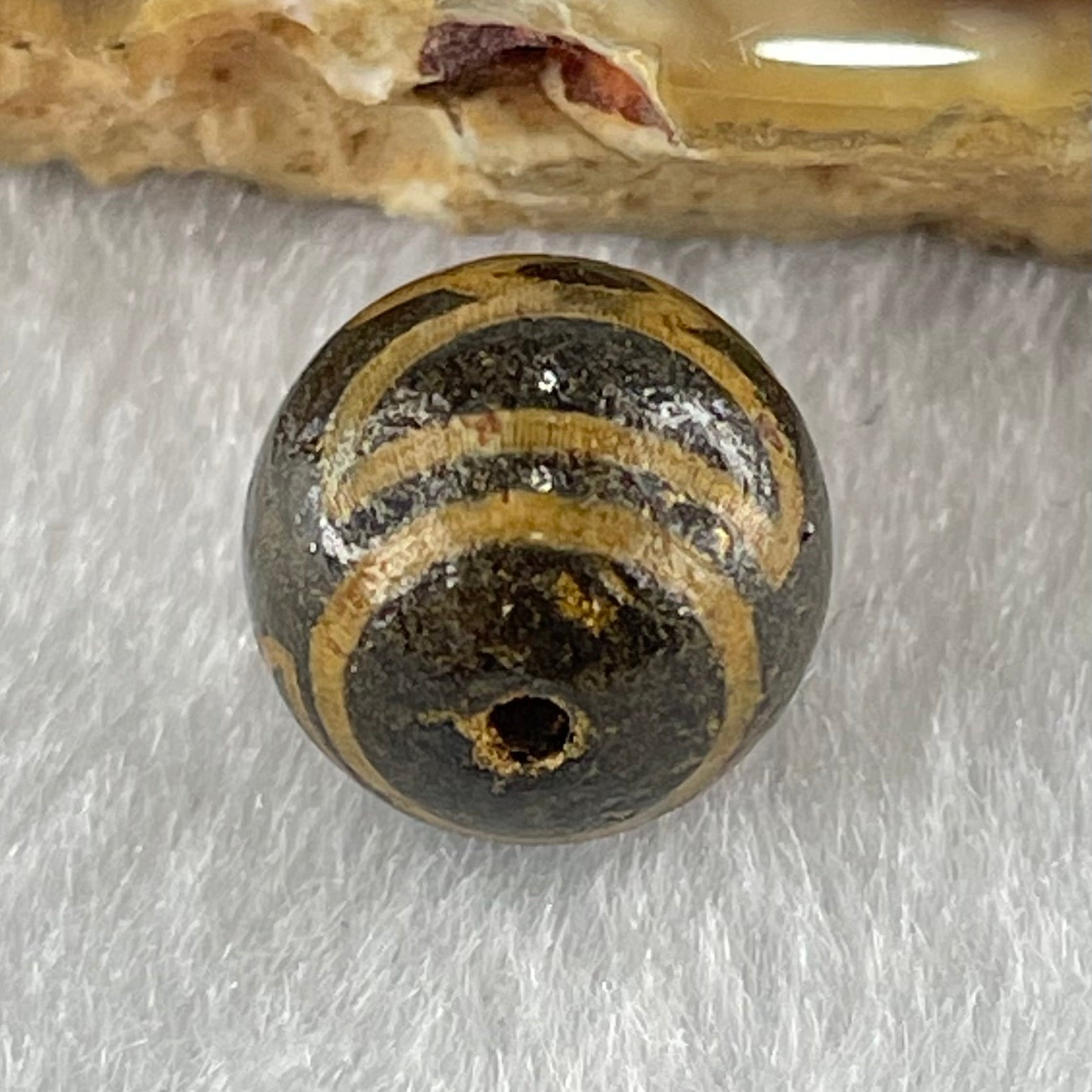 Natural Powerful Tibetan Old Oily Agate 5 Cai Shen Dzi Bead Heavenly Master (Tian Zhu) 1.47g 10.0 by 10.2mm - Huangs Jadeite and Jewelry Pte Ltd