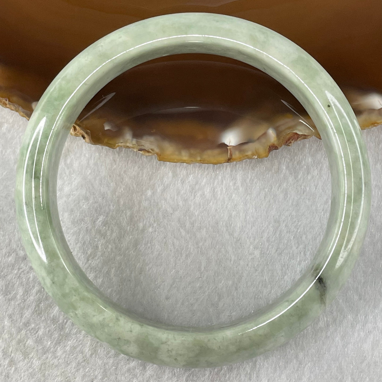 Type A Green Dou Qing Jadeite Bangle 49.01g Internal Diameter 57.6mm 13.0 by 7.5mm (External Line - Huangs Jadeite and Jewelry Pte Ltd