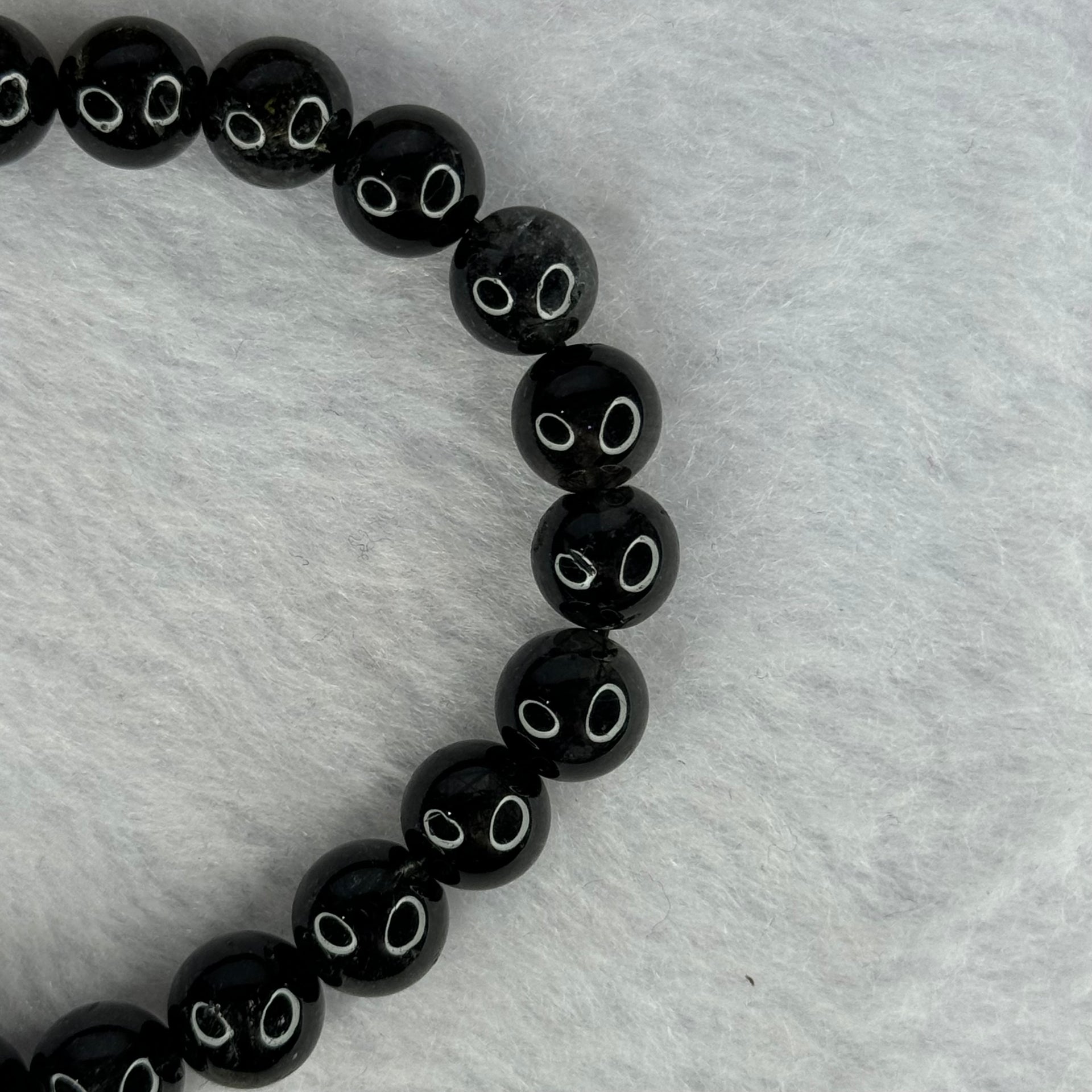 Natural Black Rutilated Quartz Beads Bracelet 天然黑发水晶手链 17.54g 15cm 8.4mm 23 Beads - Huangs Jadeite and Jewelry Pte Ltd