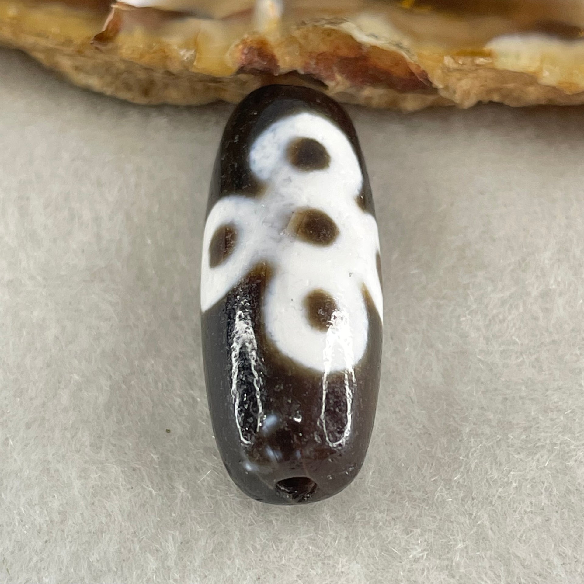 Natural Powerful Tibetan Old Oily Agate 5 Eyes Lightning Dzi Bead Heavenly Master (Tian Zhu) 五眼闪电天珠 5.50g 29.0 by 11.0mm - Huangs Jadeite and Jewelry Pte Ltd