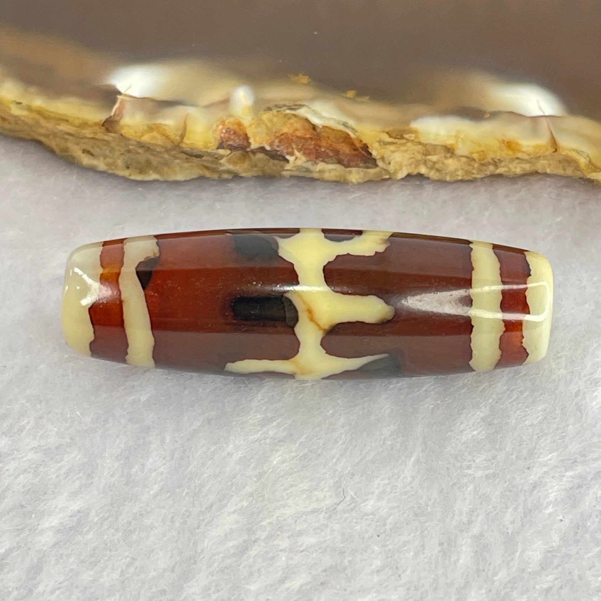 Natural Powerful Tibetan Old Oily Agate Patina Guiren Tairen Human Dzi Bead Totem Amulet Heavenly Master (Tian Zhu) 贵人天诛 8.49g 38.2 by 12.0mm - Huangs Jadeite and Jewelry Pte Ltd