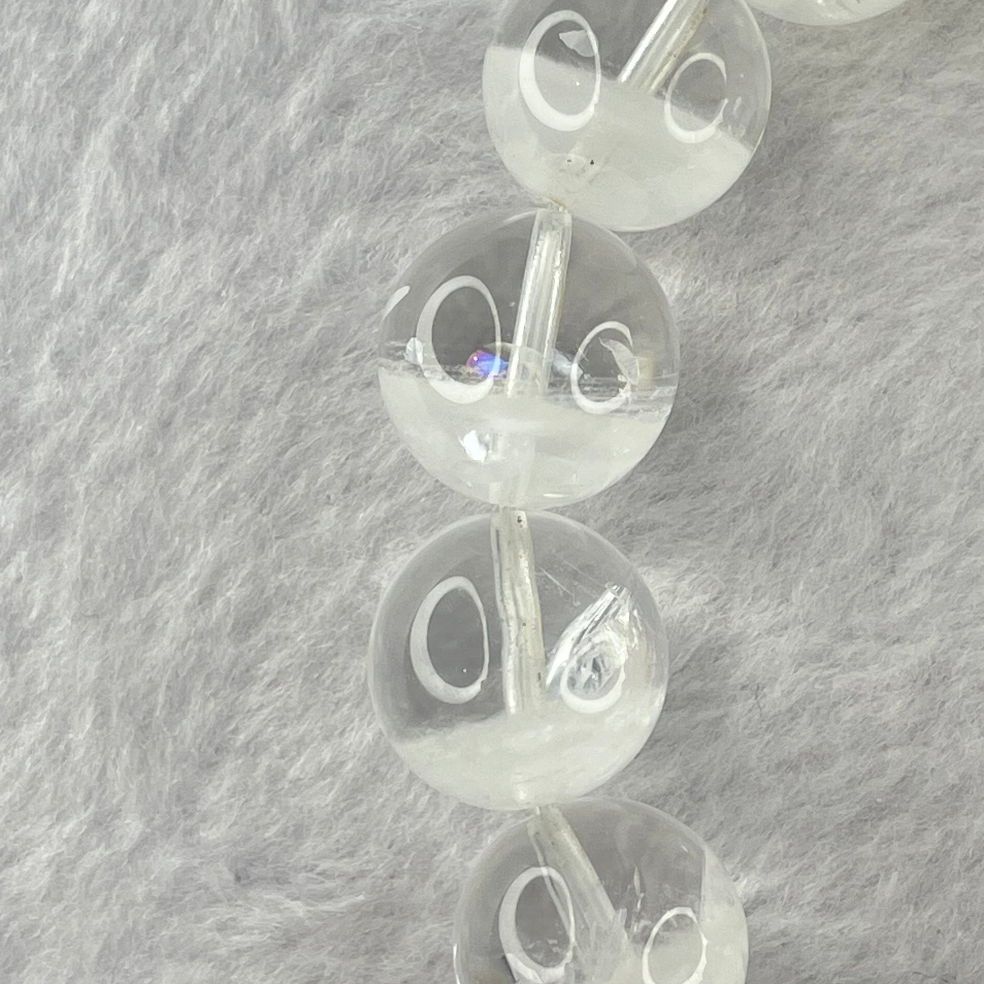 Natural White Phantom Quartz Beads Bracelet 68.81g 20cm 14.8mm 16 Beads - Huangs Jadeite and Jewelry Pte Ltd