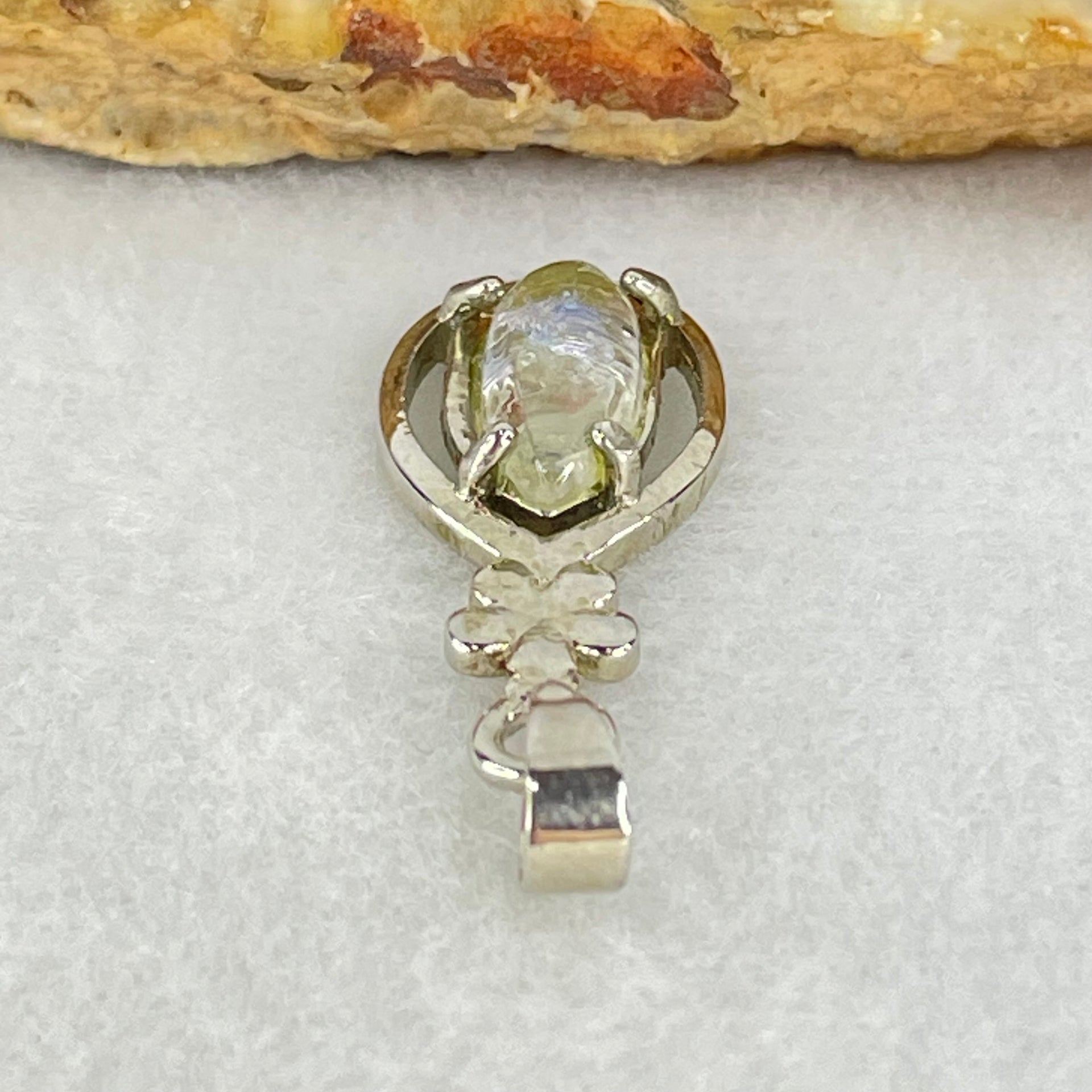 Good Grade Rare Natural Blue Dumortierite Rutilated Quartz in S925 Pendant 2.02g 12.7 by 5.2 by 3.5mm - Huangs Jadeite and Jewelry Pte Ltd