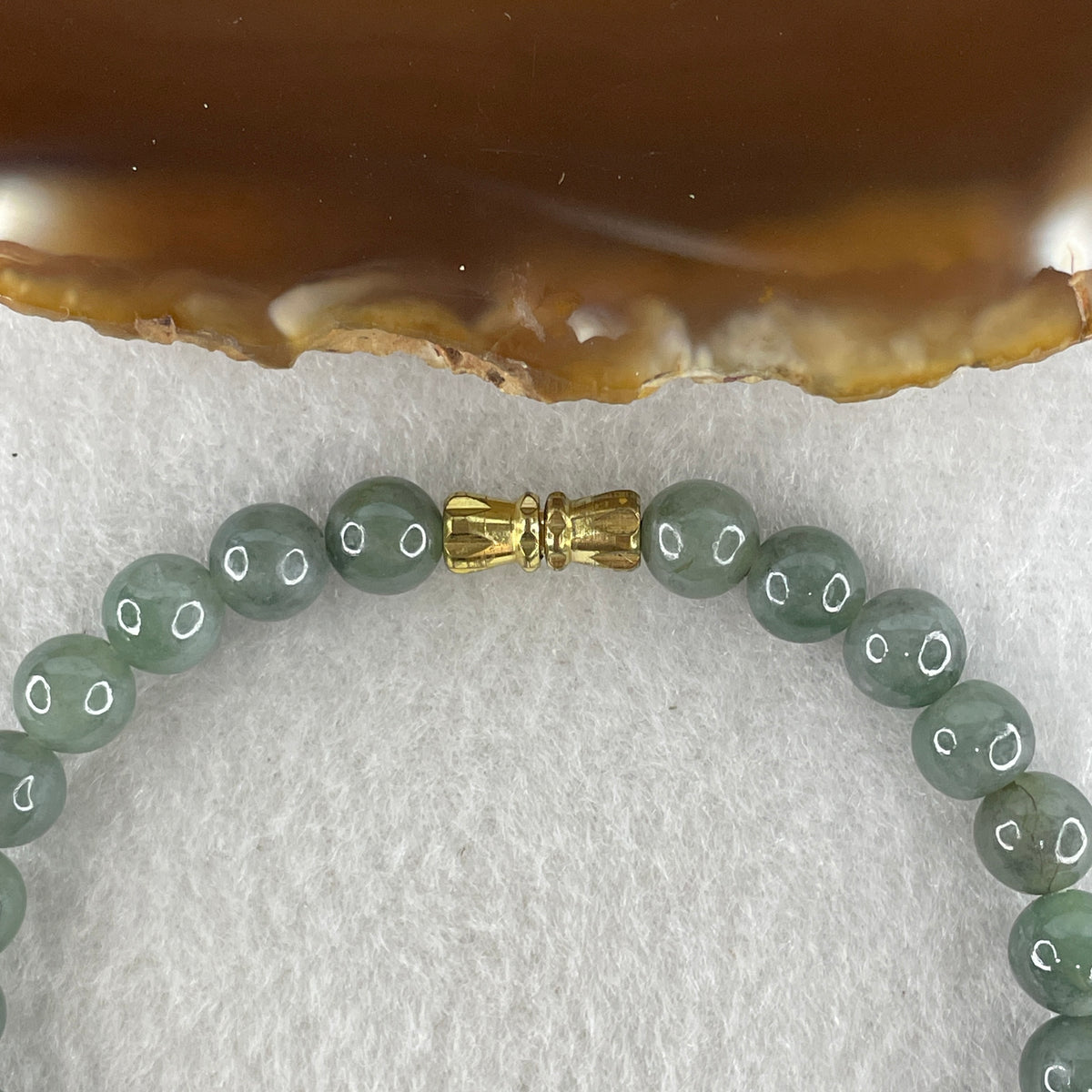 Natural Type A Light Wuji Grey & Green Jadeite Beads Bracelet | (15.48g | 6.9mm x 27 Beads | Root, Heart & Throat Chakra Synergy, "Wuji" Spatial Shield & Feng Shui Serenity Anchor)