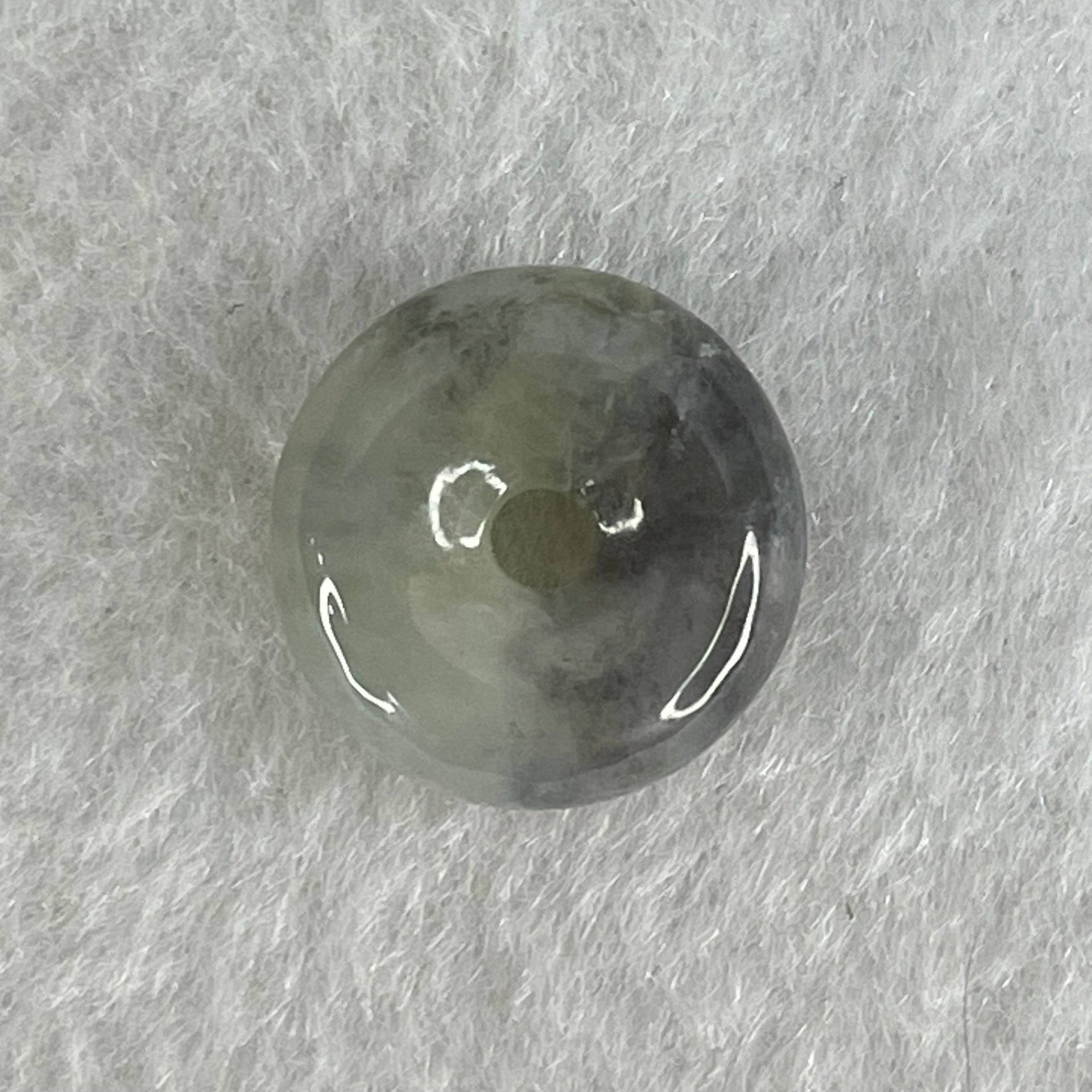 Type A Semi Icy Light Green With Wuji Grey Piao Hua Jadeite Ping An Kou Charm/Pendant 2.50g 13.9 by 6.1mm - Huangs Jadeite and Jewelry Pte Ltd