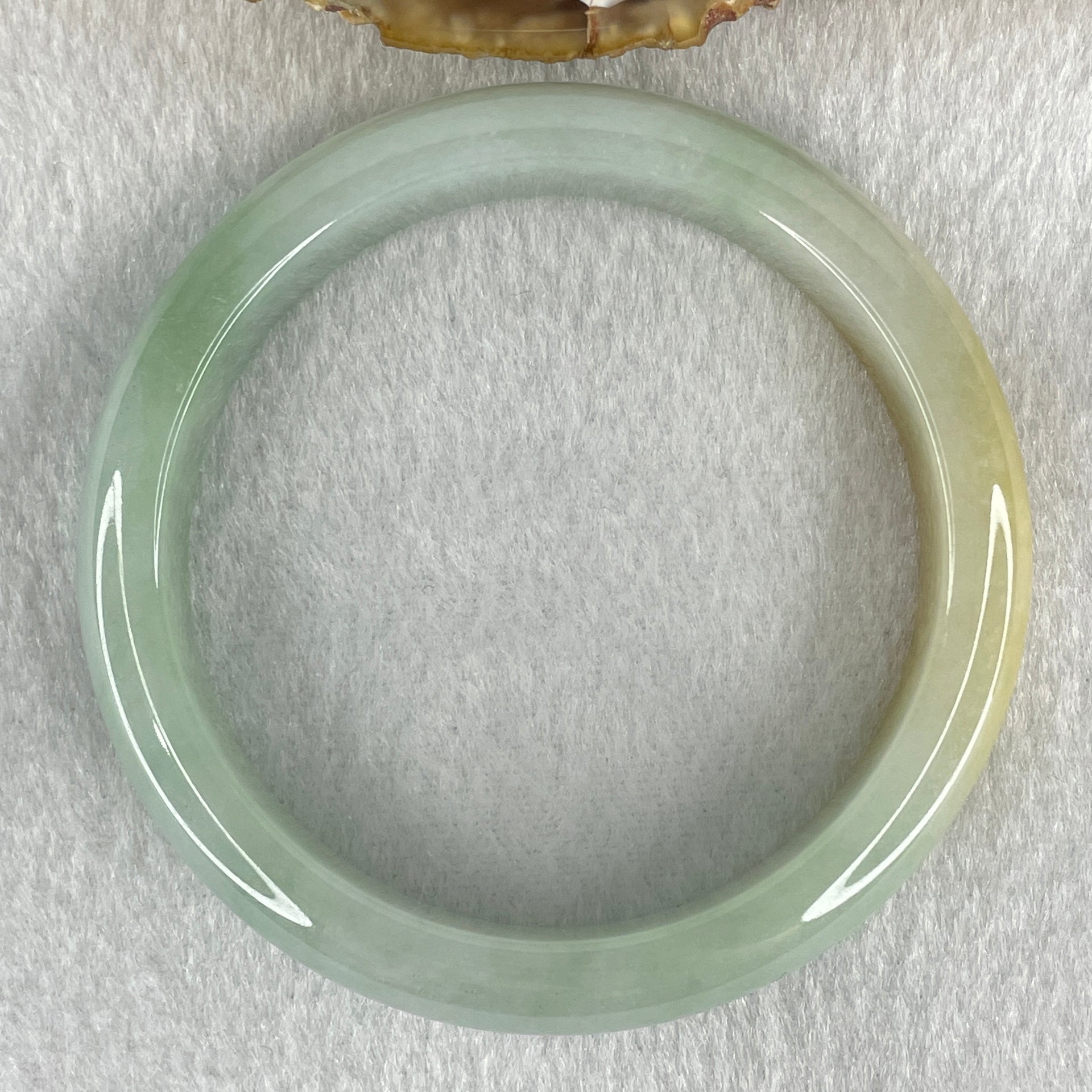 Type A Light Green with Yellow Piao Hua Jadeite Bangle 47.89g Internal Diameter 55.6mm 12.2 by 7.6mm (Slight Internal Lines) - Huangs Jadeite and Jewelry Pte Ltd