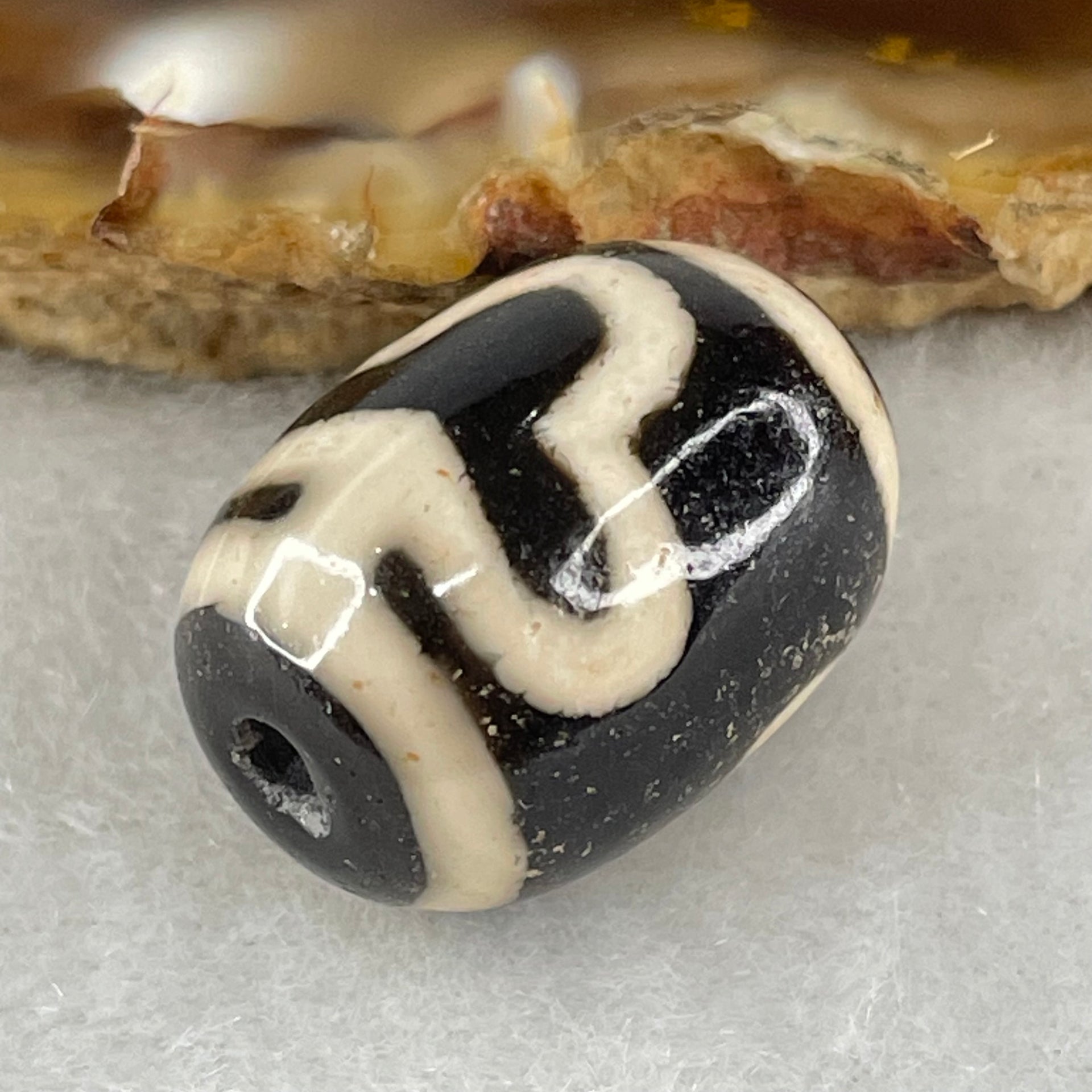 Natural Powerful Tibetan Old Oily Agate Double Bodhi Tree Dzi Bead Heavenly Master (Tian Zhu) 菩提树天珠 4.64g 17.5 by 13.2mm - Huangs Jadeite and Jewelry Pte Ltd