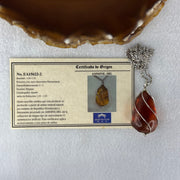 Natural Amber in S925 Sliver Necklace 11.95g 33.5 by 19.4 by 14.5mm - Huangs Jadeite and Jewelry Pte Ltd