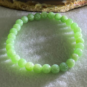 Type A Intense Bright Apple Green Jadeite Beads Bracelet 11.49g 15cm 6.1mm 30 Beads - Huangs Jadeite and Jewelry Pte Ltd
