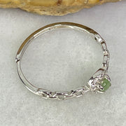 Type A Semi Icy Green Cabochon Jadeite in S925 Sliver Ring (Adjustable Size) 0.90g 3.0 by 1.5mm - Huangs Jadeite and Jewelry Pte Ltd