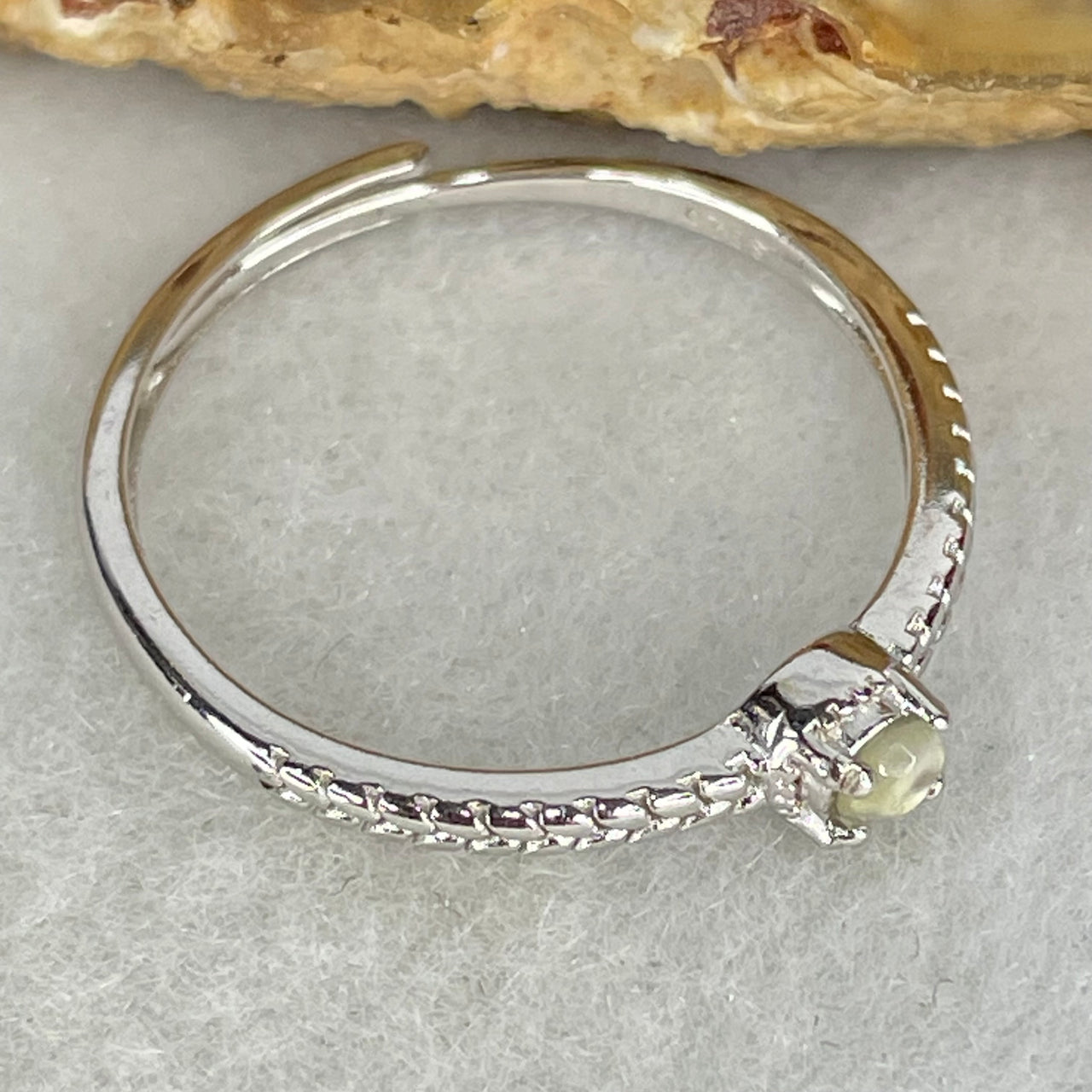 Type A Icy Lavender Cabochon Jadeite in S925 Sliver Ring (Adjustable Size) 1.06 2.5 by 1.5mm - Huangs Jadeite and Jewelry Pte Ltd