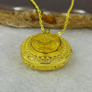 Natural Yellow Amber Dragon Head in Gold Color Locket Necklace 9.53g 19.3 by 14.2 by 4.0mm - Huangs Jadeite and Jewelry Pte Ltd