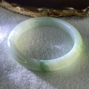 Natural Type A Jelly Full Light Green with Blueish Green Piao Hua Flora Jadeite Bangle 36.05g Inner Diameter 52.1mm 9.8 by 8.8mm (Very Slight Internal Lines) - Huangs Jadeite and Jewelry Pte Ltd