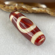 Natural Powerful Tibetan Old Oily Red White Agate One Eye Fire Sign Dzi Bead Heavenly Master (Tian Zhu) 一眼火天珠 10.70g 37.4 by 13.4mm - Huangs Jadeite and Jewelry Pte Ltd