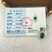 Type A Icy Green Omphasite Jadeite 11.1 by 9.2 by 6.0mm With Crystals in S925 Sliver Necklace 5.28g - Huangs Jadeite and Jewelry Pte Ltd