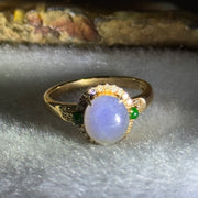 Certified Rare Type A Deep Intense Lavender Jade Jadeite  8.4 by 7.5 by 8.2mm with Diamonds and Jadeite 18K Rose Gold Ring HK14 US6.5 Inner Diameter 17.2mm 3.30g - Huangs Jadeite and Jewelry Pte Ltd