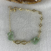 Natural Type A Blueish Green Jadeite Multi-Heart Bracelet | Adjustable 14-17cm Gold-Toned Elegant Fine Layering Chain (4.77g,  10.8x10.4x2.4mm 4 Pieces) - Huangs Jadeite and Jewelry Pte Ltd