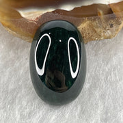 Type A Translucent Black Omphacite Jadeite Round Cabouchon Stone For Setting 1.98g 16.4 by 10.9 by 5.3mm - Huangs Jadeite and Jewelry Pte Ltd