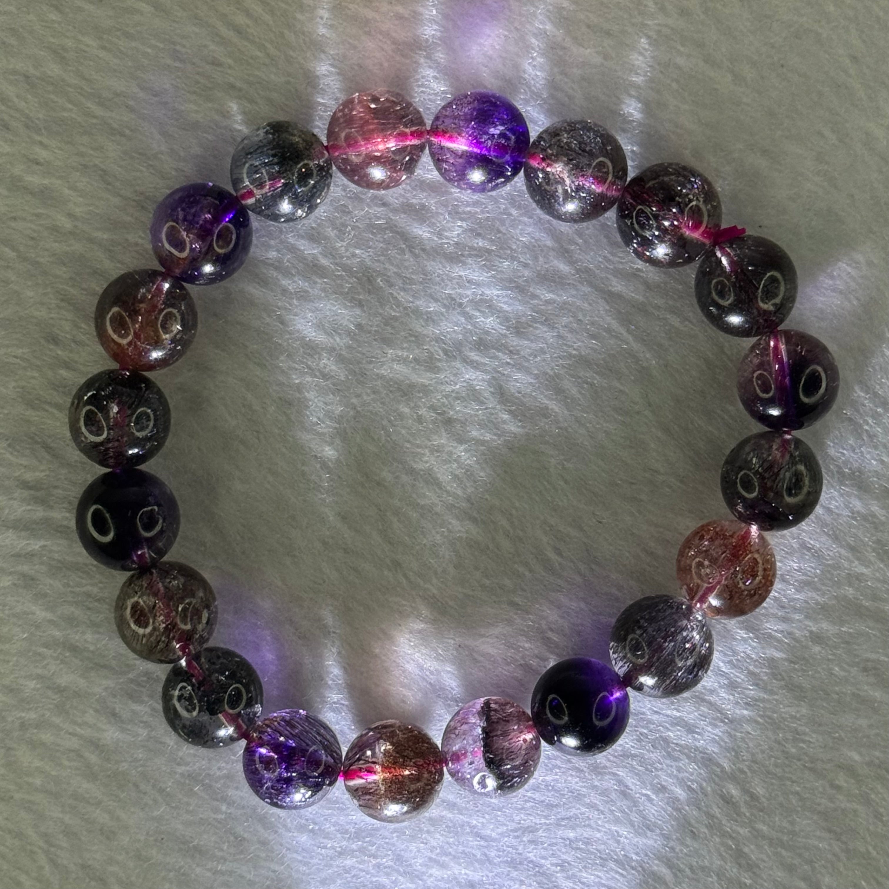 Superior Grade Natural Transparent Blackcurrant Super 7 Beads Bracelet