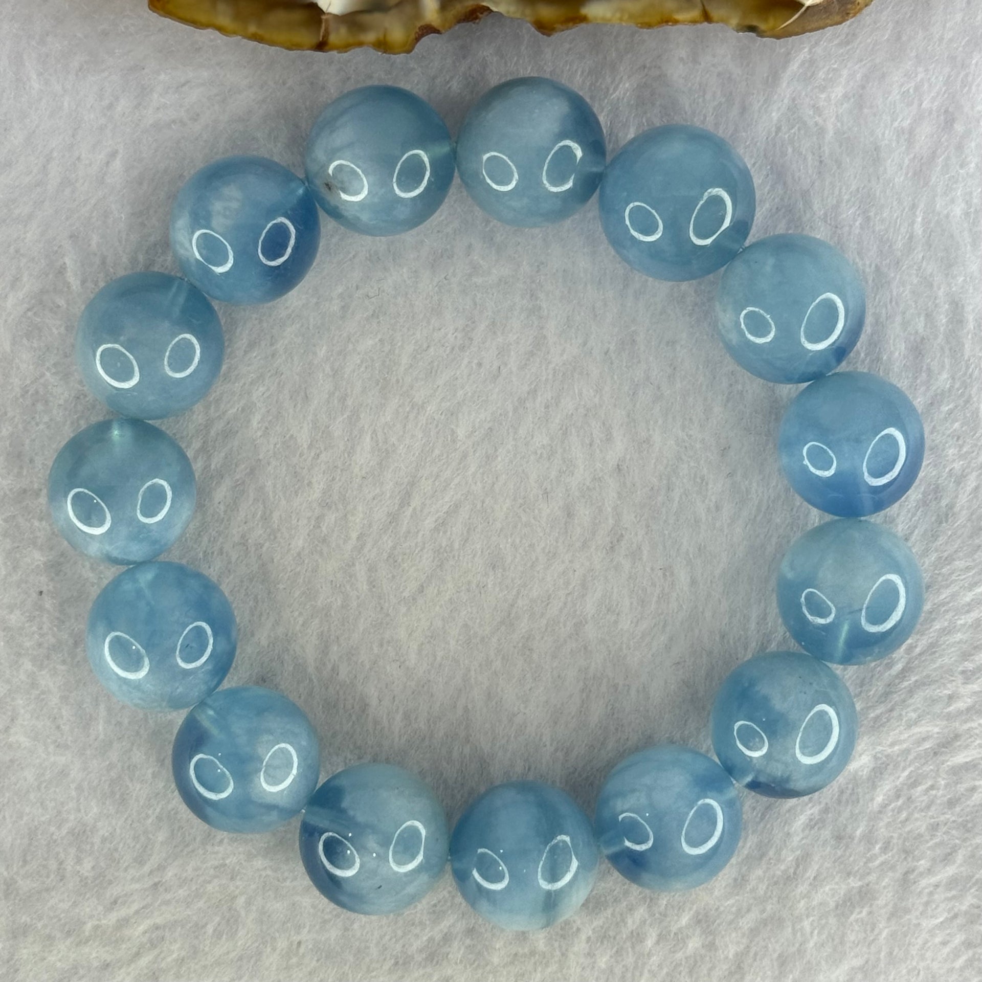 Natural Aquamarine Beads Bracelet 61.09g 18.5cm 14.8mm 15 Beads - Huangs Jadeite and Jewelry Pte Ltd