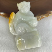 Type A Light Green with Brown Patches Jadeite Monkey Pendant 89.93g 77.0 by 47.9 by 17.1mm - Huangs Jadeite and Jewelry Pte Ltd