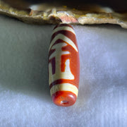 Natural Powerful Tibetan Old Oily Red White Agate One Eye Gold Metal Element Dzi Bead Heavenly Master (Tian Zhu) 一眼金天珠 9.71g 37.8 by 13.0mm - Huangs Jadeite and Jewelry Pte Ltd