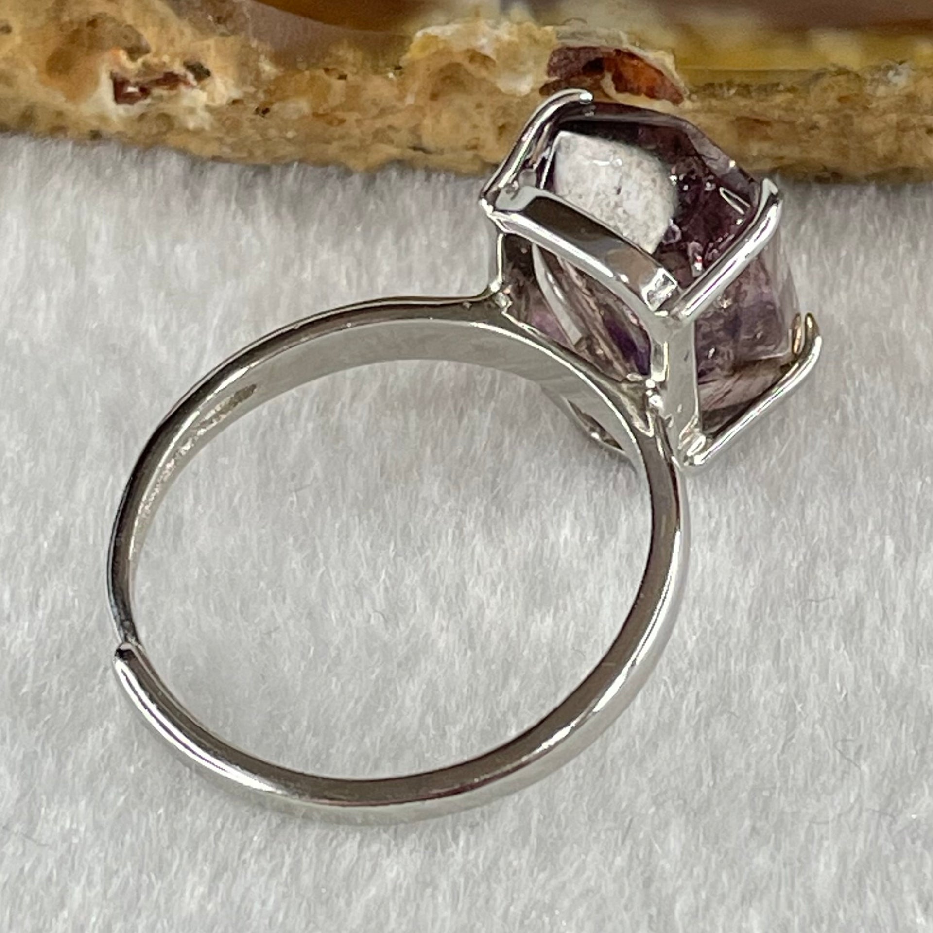 Natural Super 7 in S925 Sliver Ring (Adjustable Size) 3.21g 14.3 by 9.2 by 6.5mm - Huangs Jadeite and Jewelry Pte Ltd