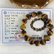 Natural Yellow Tiger's Eye Quartz Beads Bracelet 60.03g 16.5cm 14.2mm 15 Beads - Huangs Jadeite and Jewelry Pte Ltd