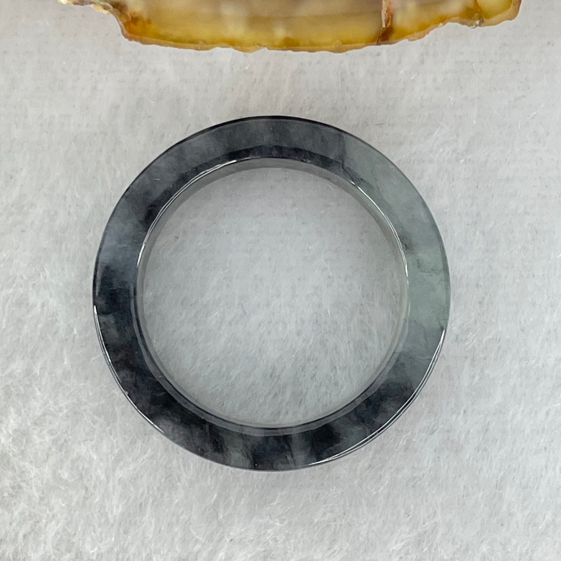 Type A Wuji Black Grey Jadeite Ring 3.70g 6.4 by 3.0mm US6.8 HK15 - Huangs Jadeite and Jewelry Pte Ltd