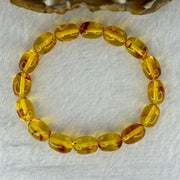 Natural Golden Yellow with Red Flower Amber Beads Bracelet 天然花珀手链 7.68g 15cm 8.5mm 16 Beads - Huangs Jadeite and Jewelry Pte Ltd