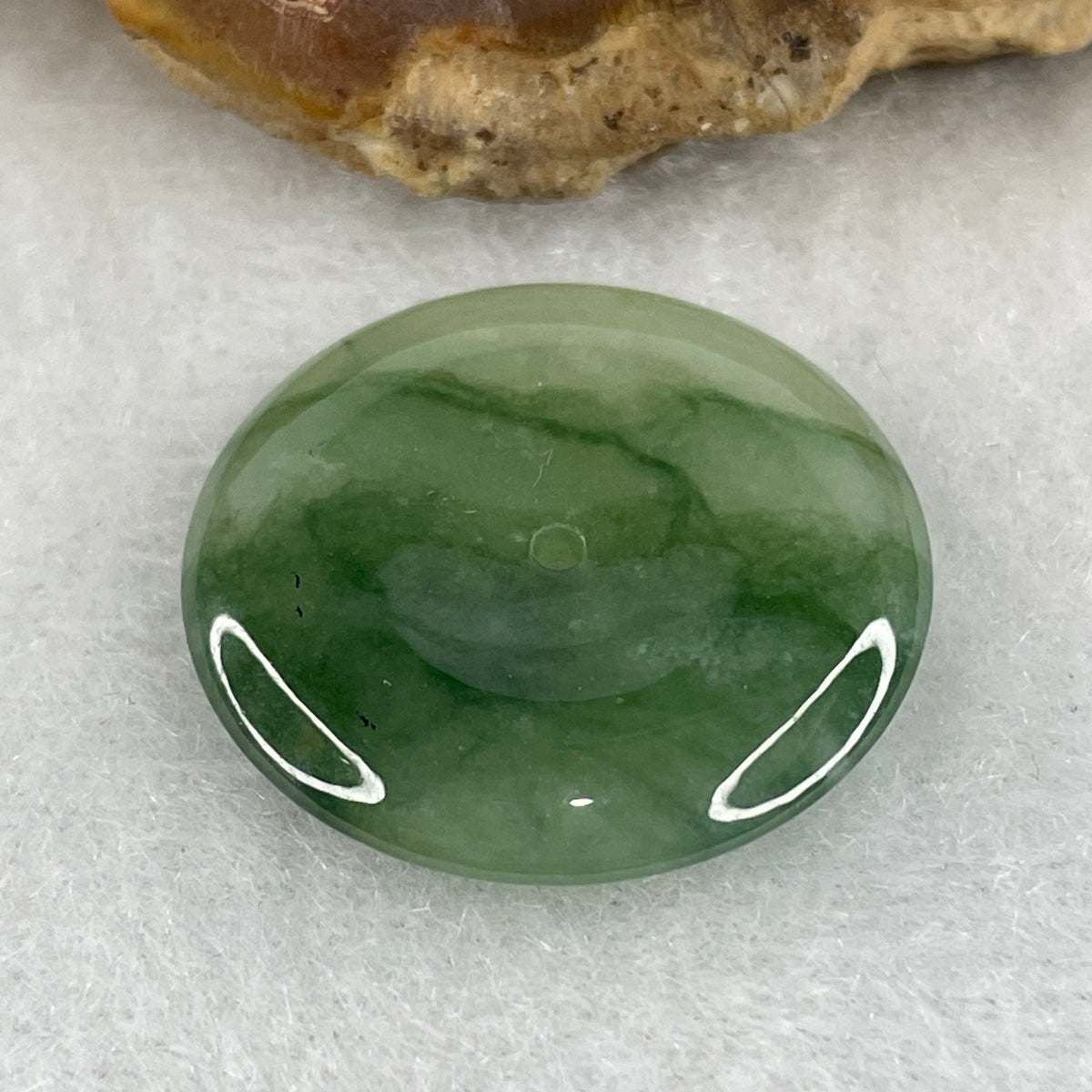 Natural Type A Semi Icy Light Green Jadeite Ping An Kou Pendant | Certified Untreated Fei Cui Peace Donut (3.96g | 22.2mm x 3.9mm)