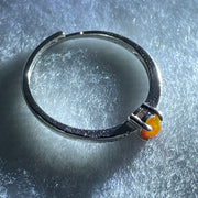 Type A Red Cabochon Jadeite in S925 Sliver Ring (Adjustable Size) 1.10g 3.4 by 2.0mm - Huangs Jadeite and Jewelry Pte Ltd