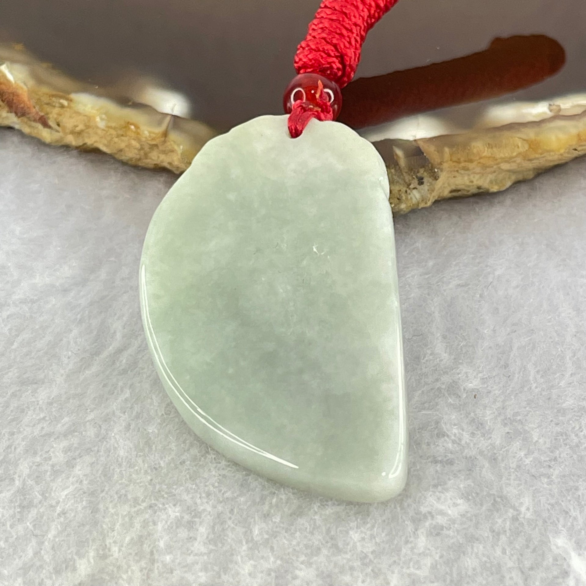 Type A Light Lavender and Green Phoenix Half Heart Pendant 13.55g 4.5 by 24.4 by 5.7mm - Huangs Jadeite and Jewelry Pte Ltd