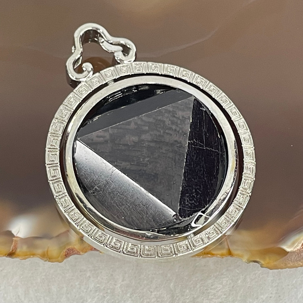 Natural Hypersthene in Stainless Steel Pendant 23.00g 25.0 by 8.8mm - Huangs Jadeite and Jewelry Pte Ltd