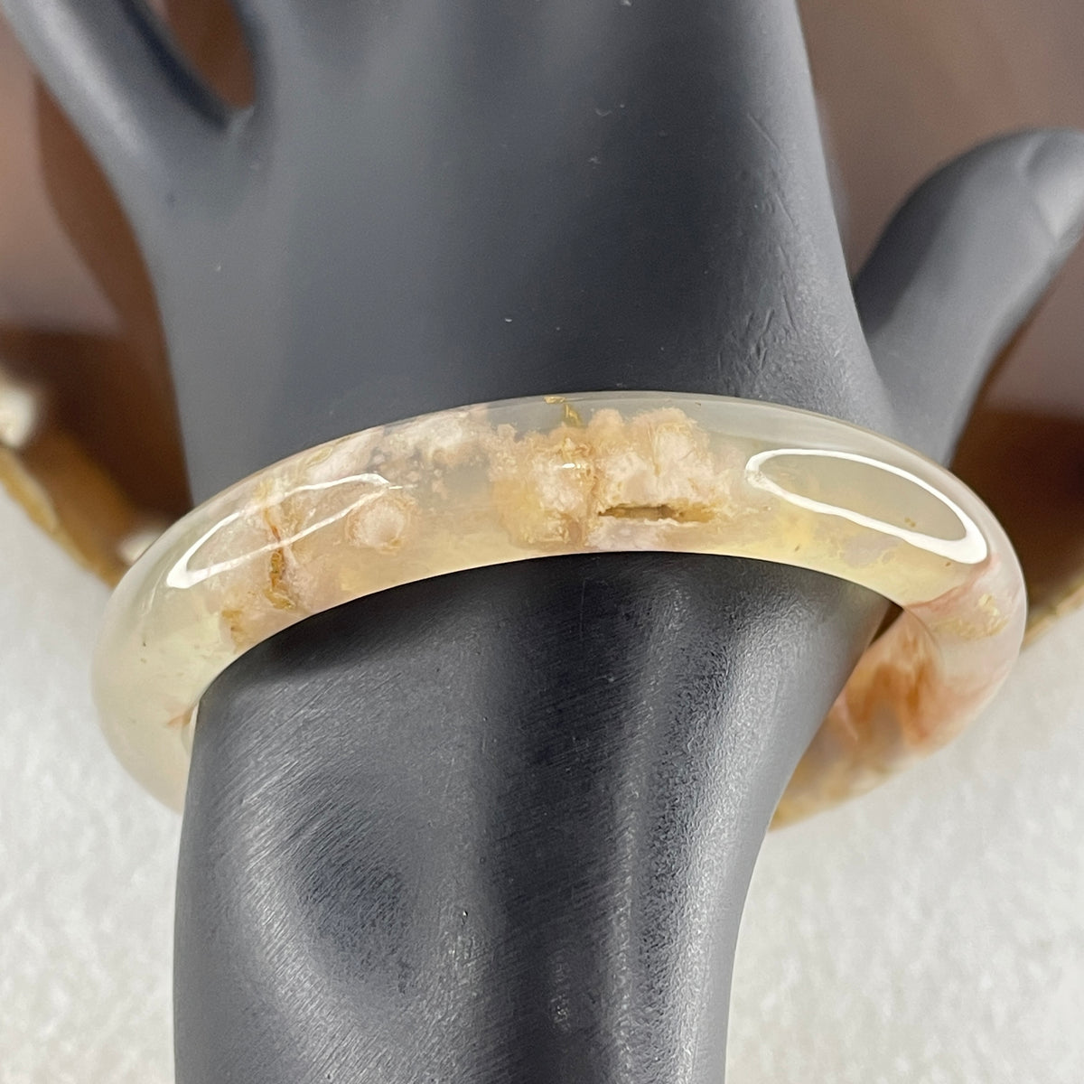 Natural Pink Flower Agate Bangle Set | (104.40g | 55.8mm ID | 10.8 x 7.4mm | Perfect | Blooming Self-Love & Emotional Renewal Anchor, Feng Shui Harmony & Stacking Peace Bangle Set) - Huangs Jadeite and Jewelry Pte Ltd