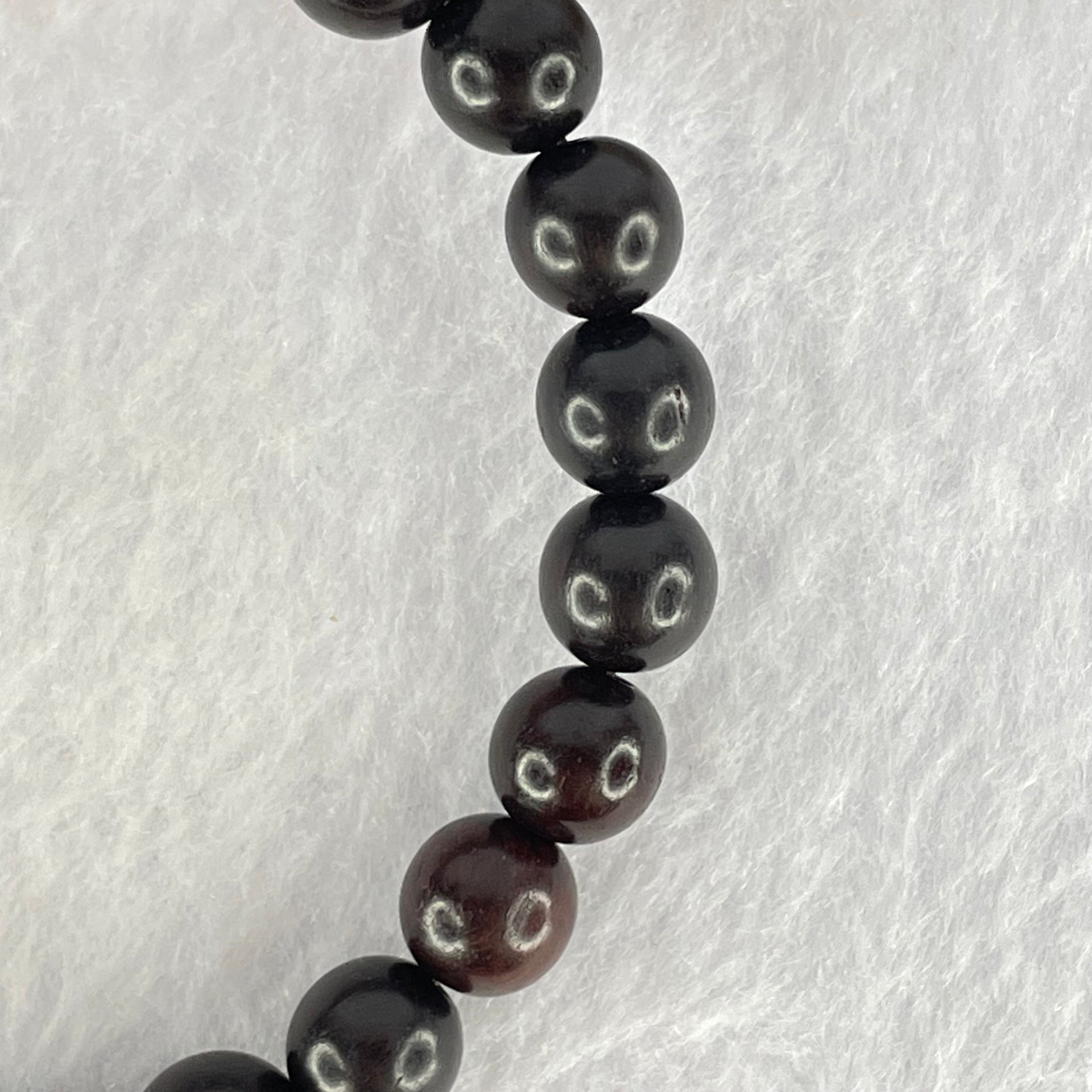 Natural Indian Small Leaf Zitan Rose Wood Beads Bracelet 天然小叶紫檀手链 6.32g 14.5cm 8.0mm 22 Beads - Huangs Jadeite and Jewelry Pte Ltd