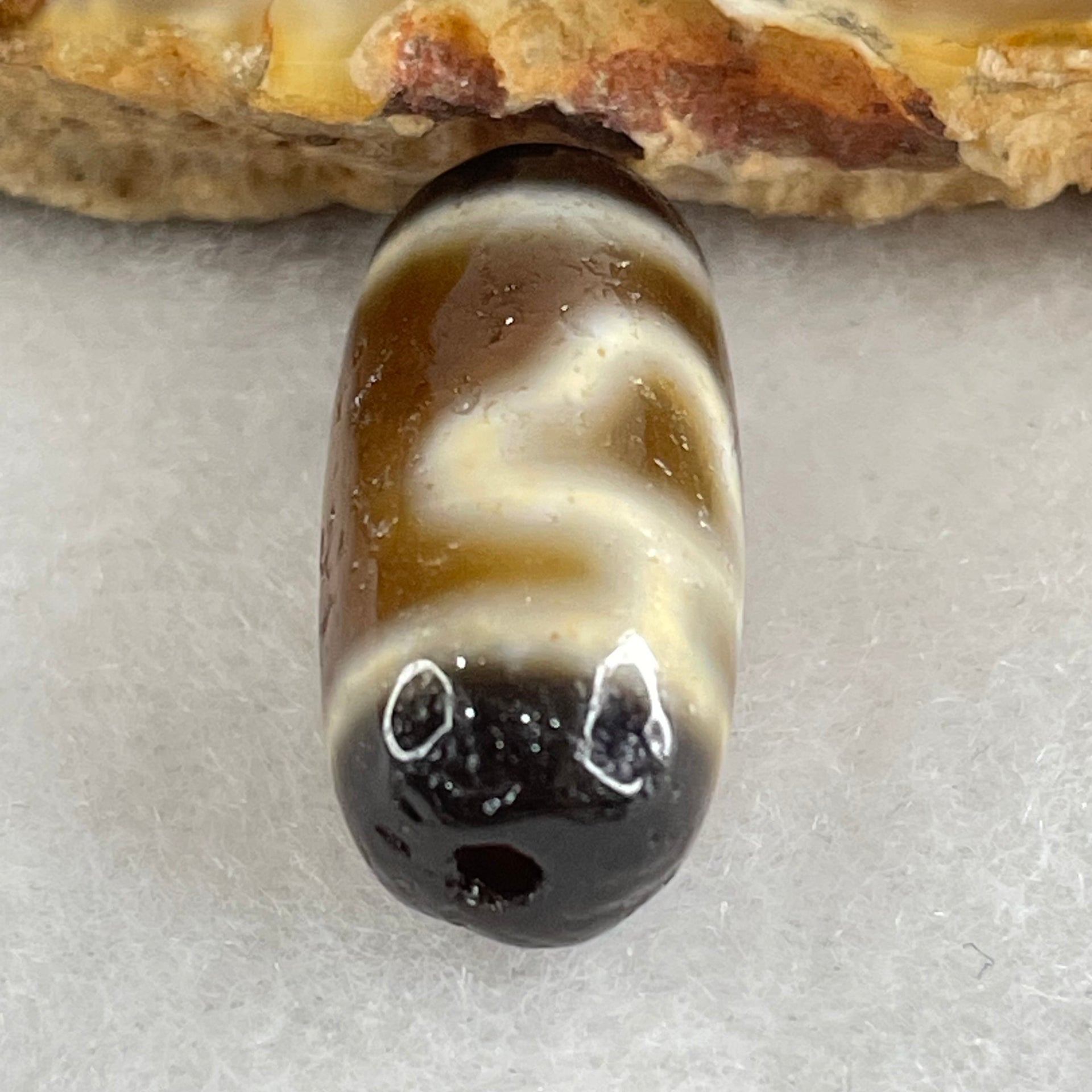 Natural Powerful Tibetan Old Oily Agate Double Bodhi Tree Bead Heavenly Master (Tian Zhu) 2.79g 20.0 by 9.4mm - Huangs Jadeite and Jewelry Pte Ltd