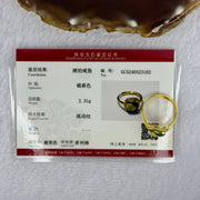 Natural Green Amber with Milk Inclusions in S925 Sliver Gold Color Ring (Adjustable Size) 2.31g 9.5 by 3.0mm - Huangs Jadeite and Jewelry Pte Ltd