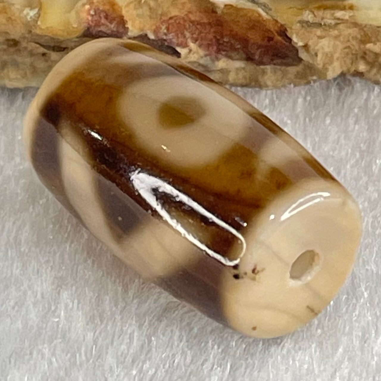 Natural Powerful Tibetan Old Oily Agate Patina Guiren Tairen Human Dzi Bead Totem Amulet Heavenly Master (Tian Zhu) 贵人天诛 4.85g 19.7 by 11.8mm - Huangs Jadeite and Jewelry Pte Ltd