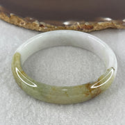 Natural Type Light Lavender with Yellowish Green Jadeite Oval Bangle 37.93g Inner Diameter 55.7mm 12.8 by 6.0mm (Slight External Rough) - Huangs Jadeite and Jewelry Pte Ltd