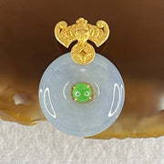 Type A Deep Intense Lavender Jadeite Ping An Kou Donut in 18K Yellow Gold AU750 Clasps 3.16g 14.5 b y 5.6mm - Huangs Jadeite and Jewelry Pte Ltd