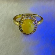 Natural Butterscotch Amber in  S925Sliver Gold Color Ring (Adjustable Size) 2.83g 9.9 by 7.9 by 4.0mm - Huangs Jadeite and Jewelry Pte Ltd