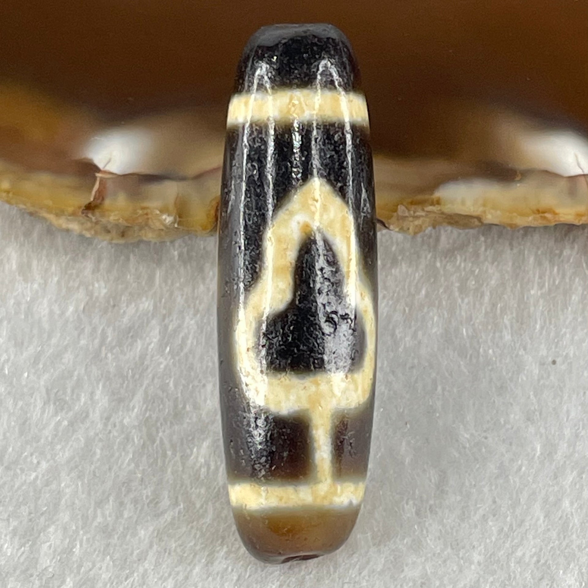 Natural Powerful Tibetan Old Oily Agate Double Bodhi Tree Bead Heavenly Master (Tian Zhu) 7.18g 37.7 by 11.3mm - Huangs Jadeite and Jewelry Pte Ltd