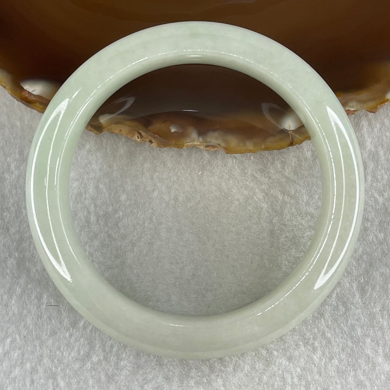 Type A Natural Light Green Jadeite Bangle Internal Diameter 56.0mm 59.04g 12.4 by 9.3mm (Close to Perfect) - Huangs Jadeite and Jewelry Pte Ltd