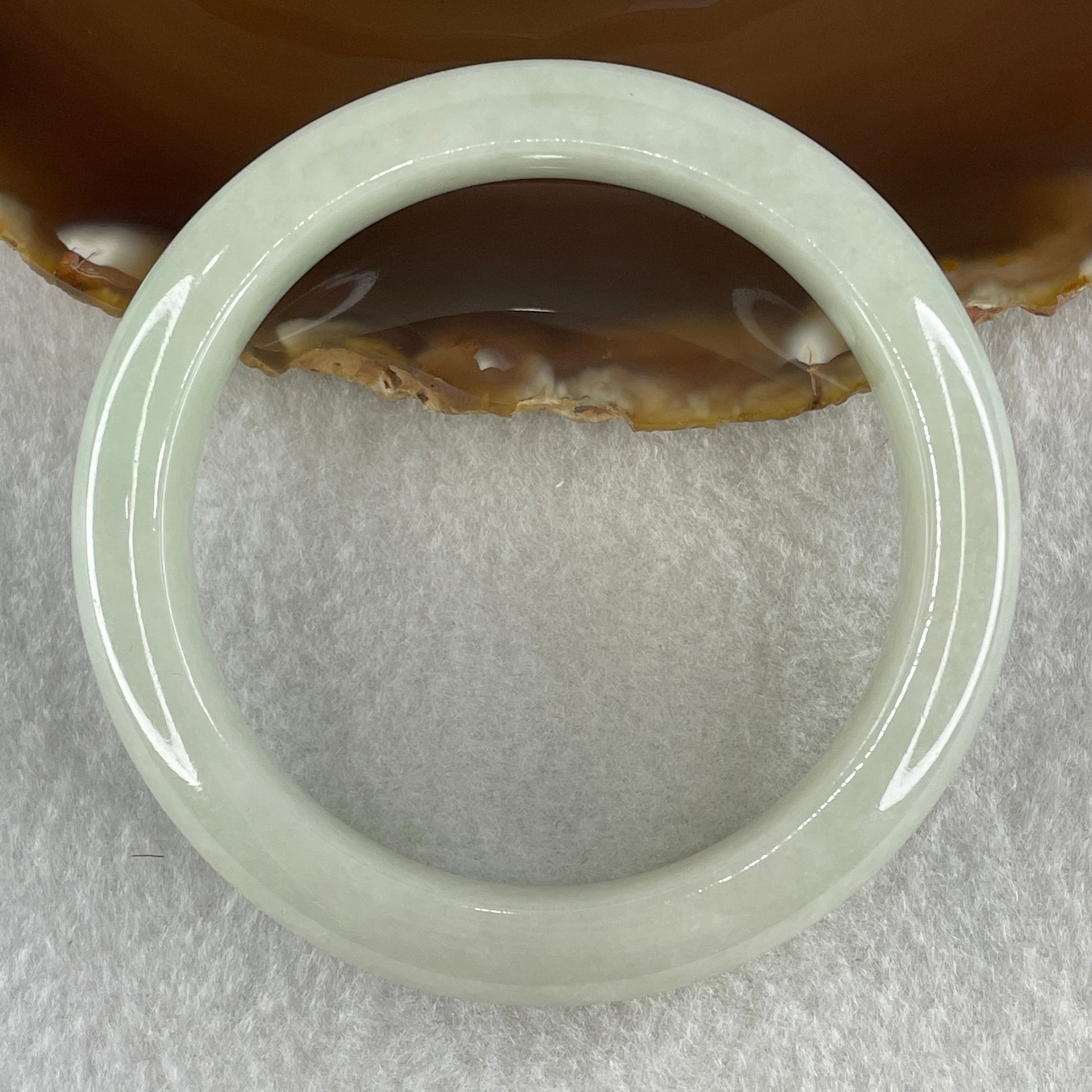 Type A Natural Light Green Jadeite Bangle Internal Diameter 56.0mm 59.04g 12.4 by 9.3mm (Close to Perfect) - Huangs Jadeite and Jewelry Pte Ltd