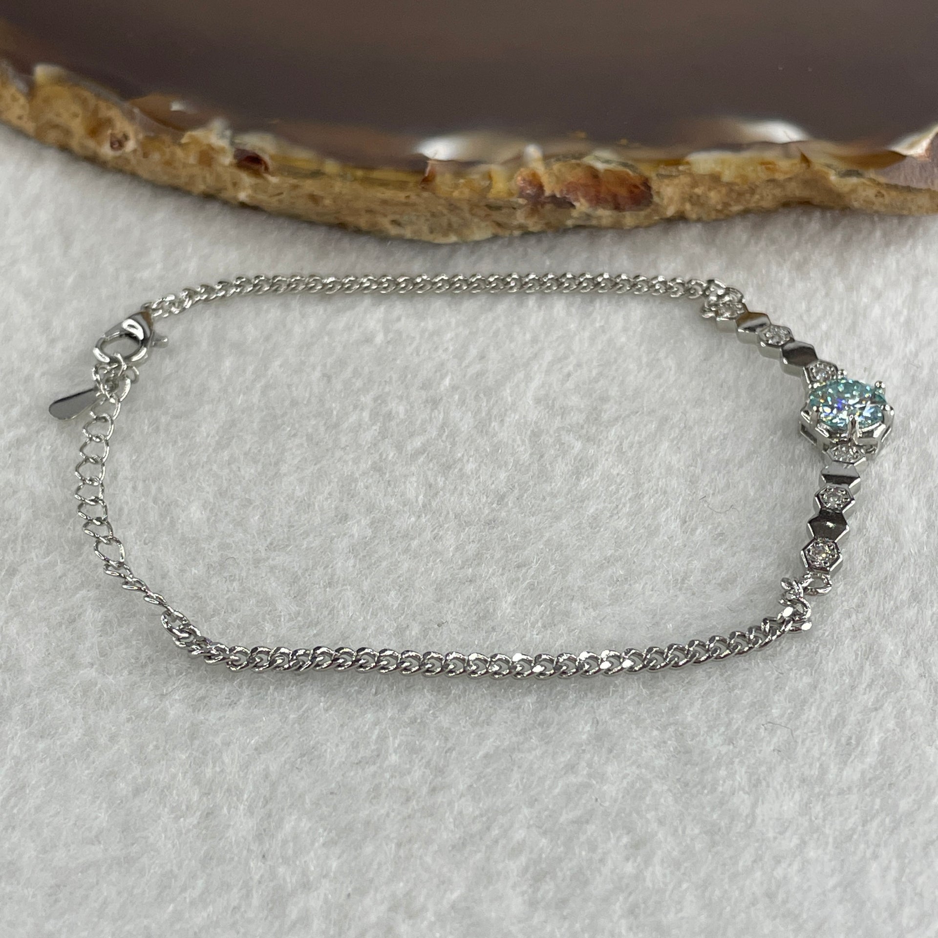 Certified Moissanites Bracelet in S925 Sliver 3.10g 7.0 by 2.5mm - Huangs Jadeite and Jewelry Pte Ltd