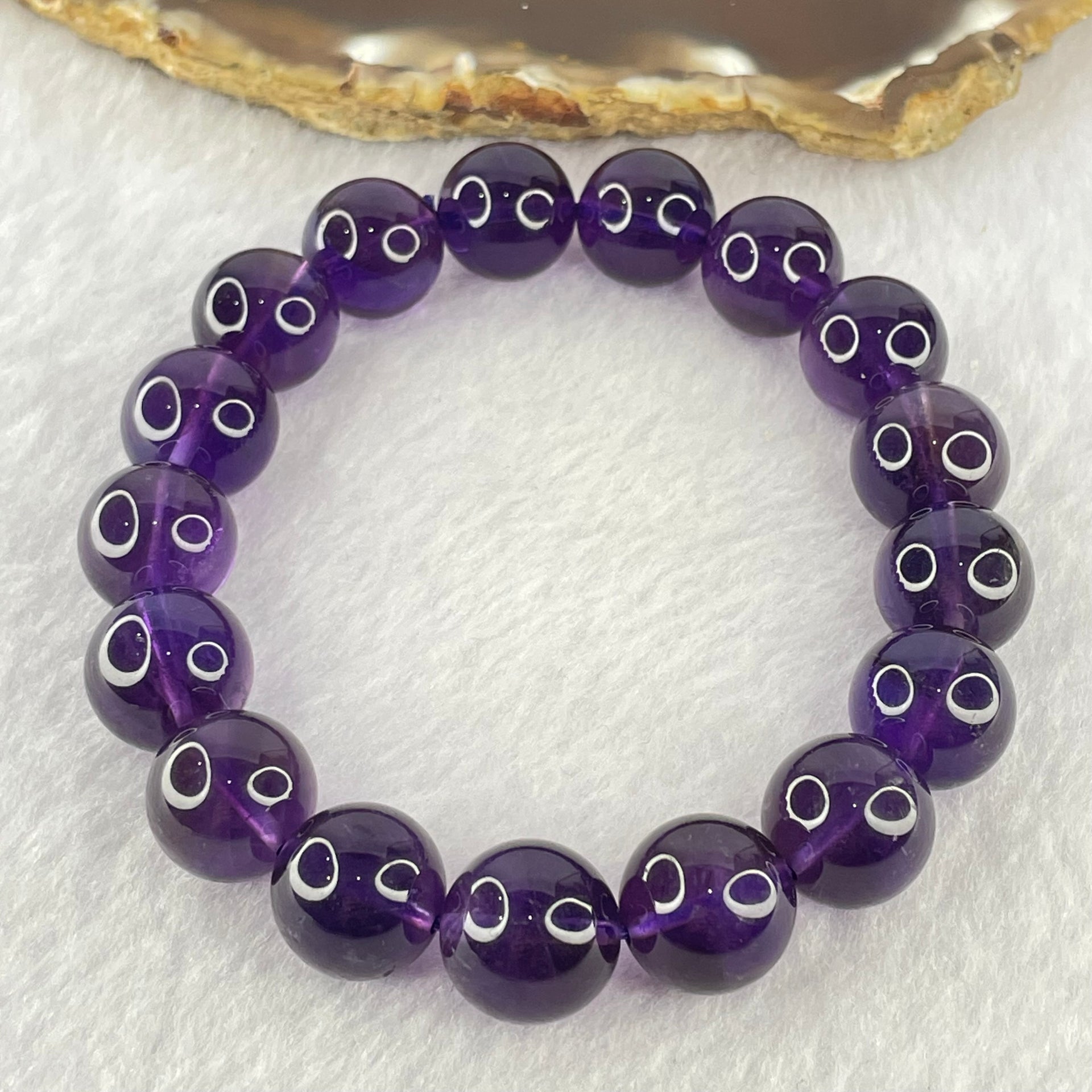 Very Good Grade Natural Amethyst Bracelet 46.78g 18.5cm 13.0mm 17 Beads - Huangs Jadeite and Jewelry Pte Ltd