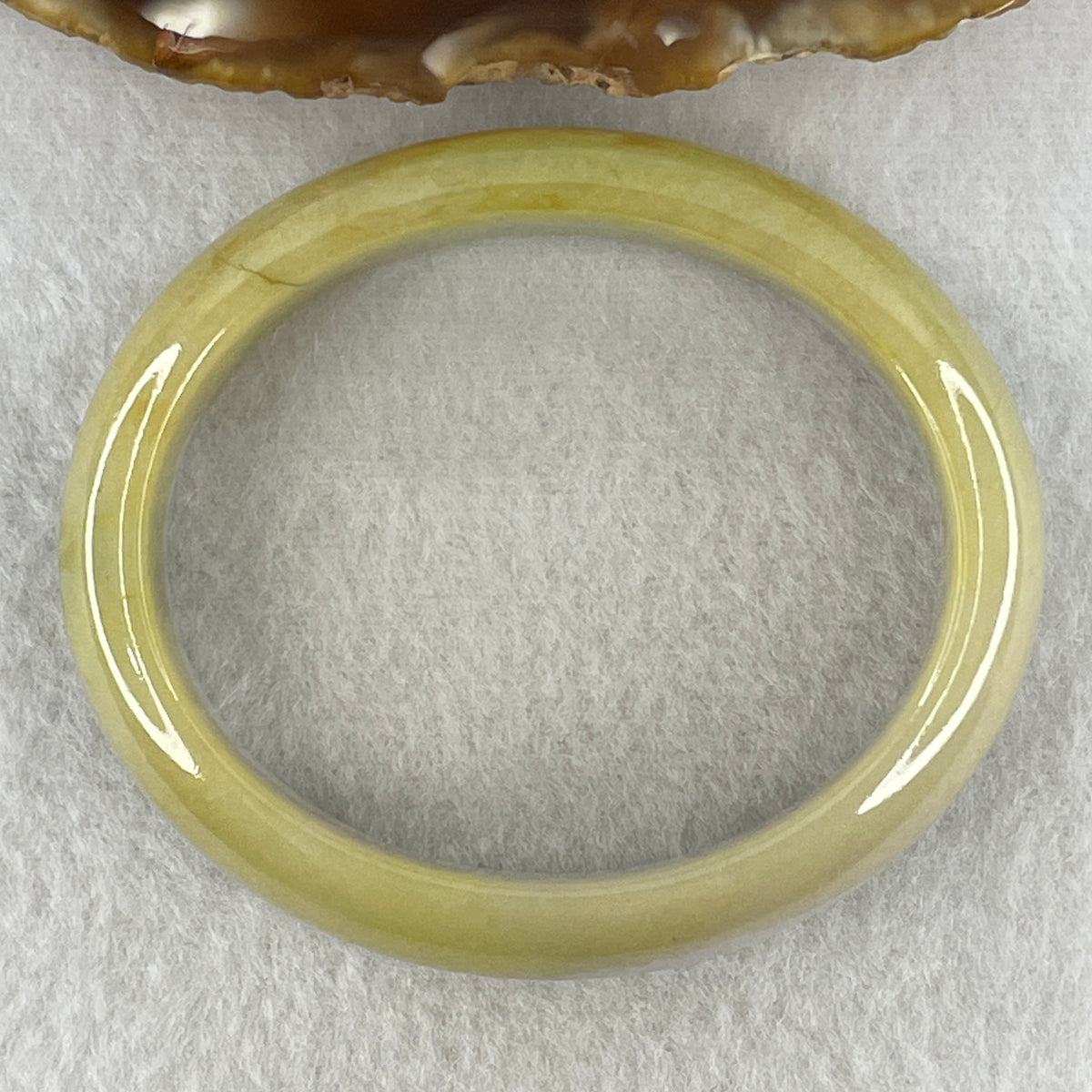 Natural Type A Yellowish & Lavender Jadeite Oval Bangle | (44.23g | 54.9mm Inner Diameter | 12.9mm x 7.4mm | Very Very Slight External Line | Synergy, "Zi Qi Dong Lai" Noble Benefactor Magnet & Feng Shui Abundance Anchor) - Huangs Jadeite and Jewelry Pte Ltd